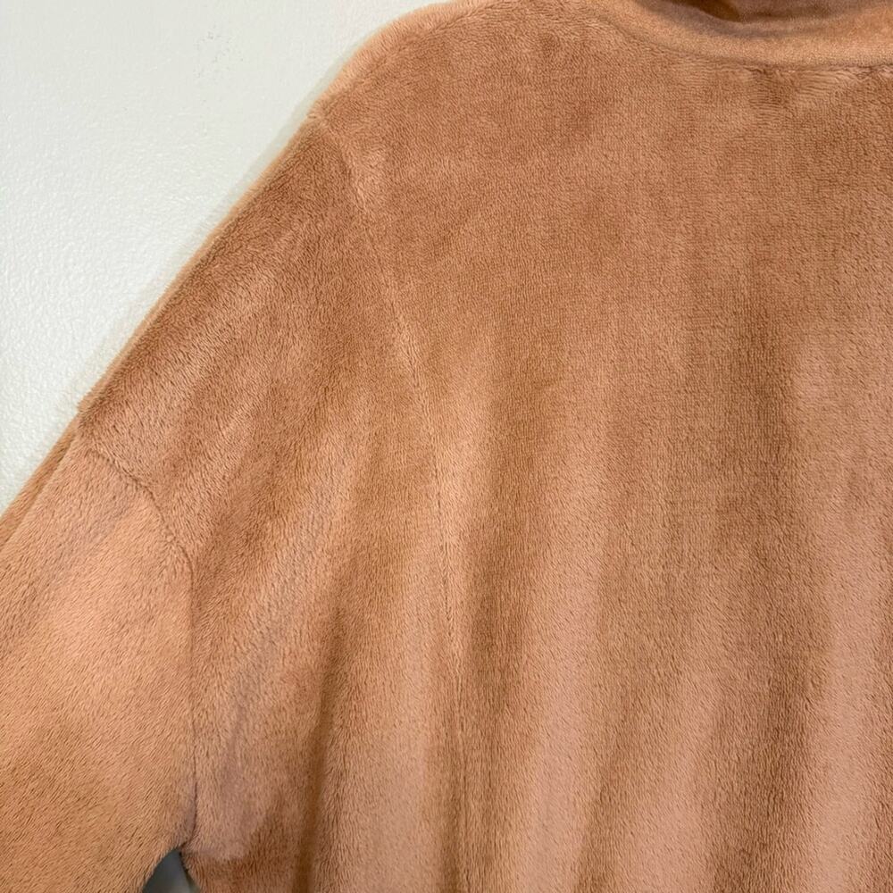 Andree By Unit Fuzzy Fleece Snap Long Sleeve Button Front Jacket Brown 2X Plus - Picture 8 of 9